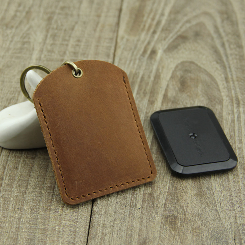 手工牛皮疯马皮蓝牙卡套保护套门禁卡套创意迷你门禁卡皮套门小巧