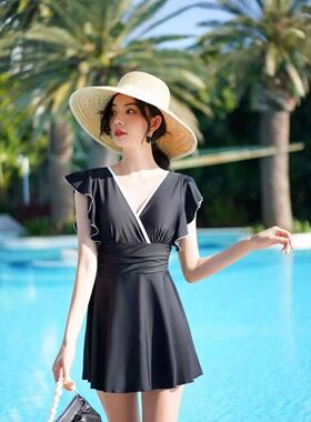 采菲2021新款保守无袖带钢托高腰遮肚显瘦女连体泳衣211063