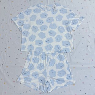 6ixty8ight专柜正品满印可爱云朵棉质短袖居家服 睡衣套装HW09267