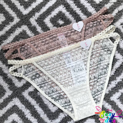 两色高叉性感透视三角内裤