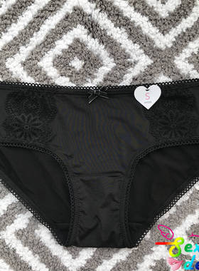 119元5条6ixty8ight专柜正品 黑色性感拼接蕾丝镂空三角内裤 底裤