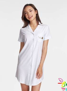 6IXTY8IGHT专柜正品KAKAO家族疝气蓝棉质开衫可爱连衣睡裙HW08727