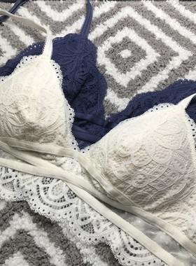 6ixty8ight专柜正品椰子白锚蓝色蕾丝无钢圈薄垫内衣 文胸BR05597