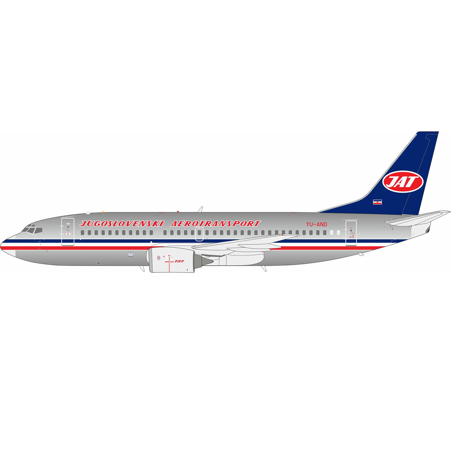 预:Inflight 1:200飞机模型 合金 南斯拉夫航空 B737-300 YU-AND