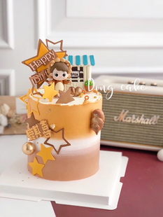 狮子宝宝玩偶摆件亚克力狮子座插牌蘑菇插件宝宝甜品生日蛋糕装饰