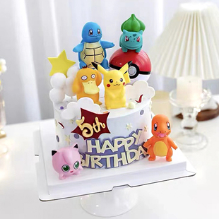 网红皮卡丘摆件神奇宝贝精灵球摆件男孩甜品派对装扮生日蛋糕装饰