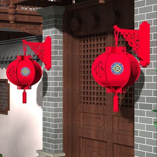 2026过年欢度春节红灯笼长型醒狮原创门口红辣椒福字别墅护士站