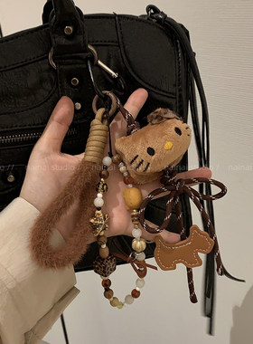豹纹KT猫串珠包包挂件
