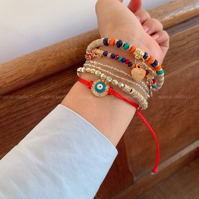 度假风手链~6条装！波西米亚串珠流苏手串2025夏季新款手饰配饰