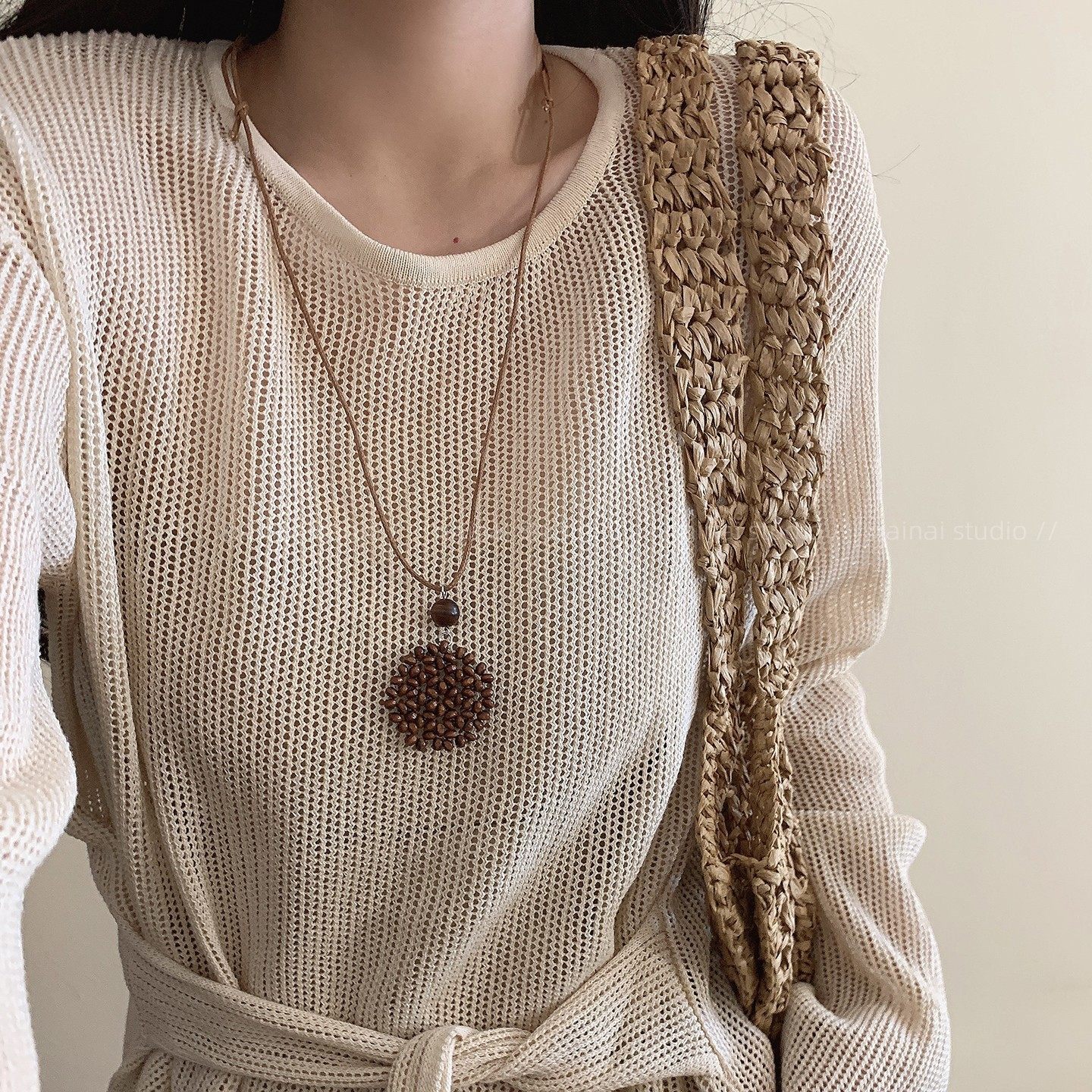 编织项链~波西米亚风爱心月亮长款毛衣卫衣链挂脖民族新中式配饰