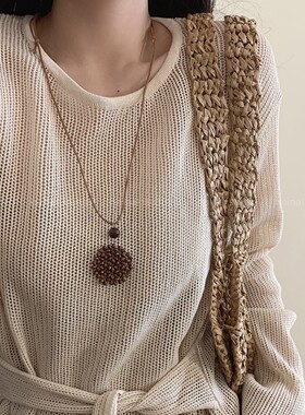 编织项链~波西米亚风爱心月亮长款毛衣卫衣链挂脖民族新中式配饰