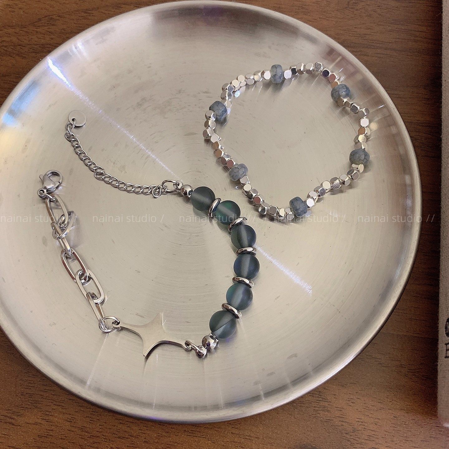 芒星手链~叠戴韩系ins风灰色串珠手链2025新款高级感小众设计手串