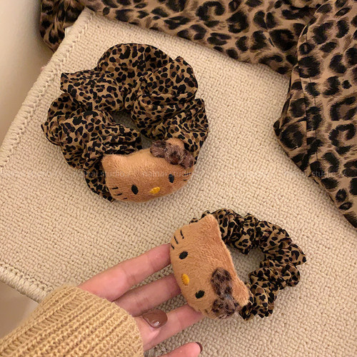 甜酷辣妹豹纹KT猫大肠发圈