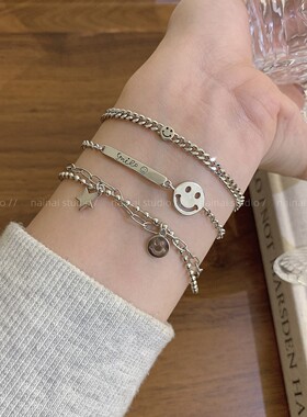 笑脸手链~ins风韩系冷淡风手饰2025新款高级感小众设计手串配饰女
