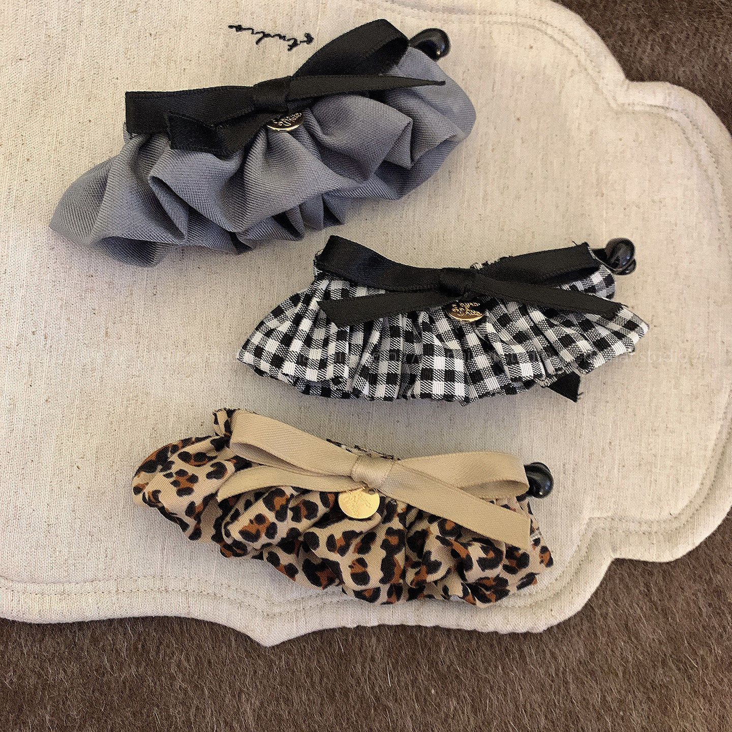 小裙摆竖夹~豹纹格纹蝴蝶结花边香蕉夹高马尾夹盘发发夹发饰头饰