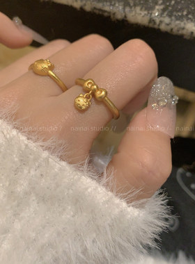 金色KT戒指~精致高级感可爱卡通食指戒2026新款爆款黄金色指环女