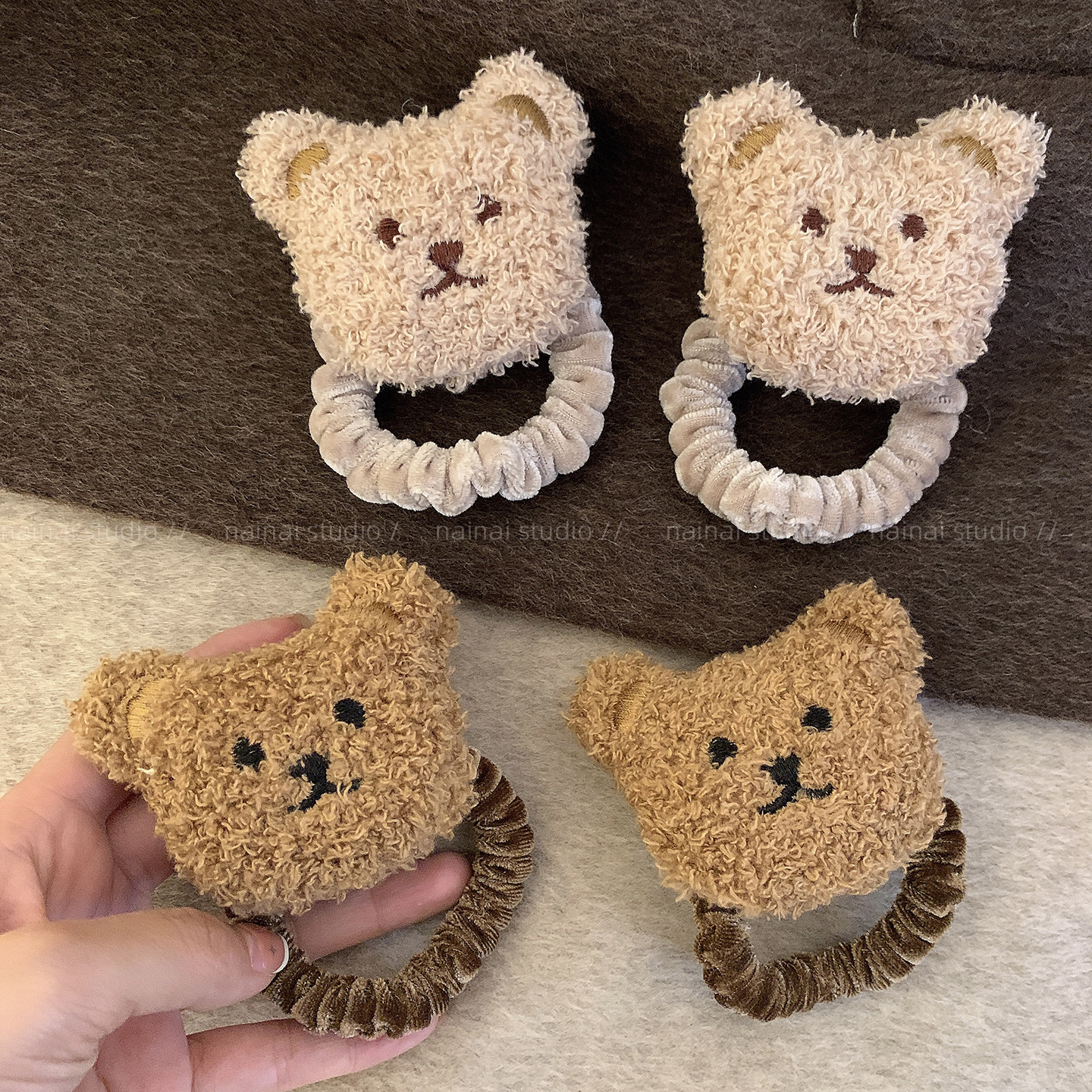 小熊发圈~2只装！毛绒绒卡通可爱熊头发绳2025秋冬新款头绳发饰女