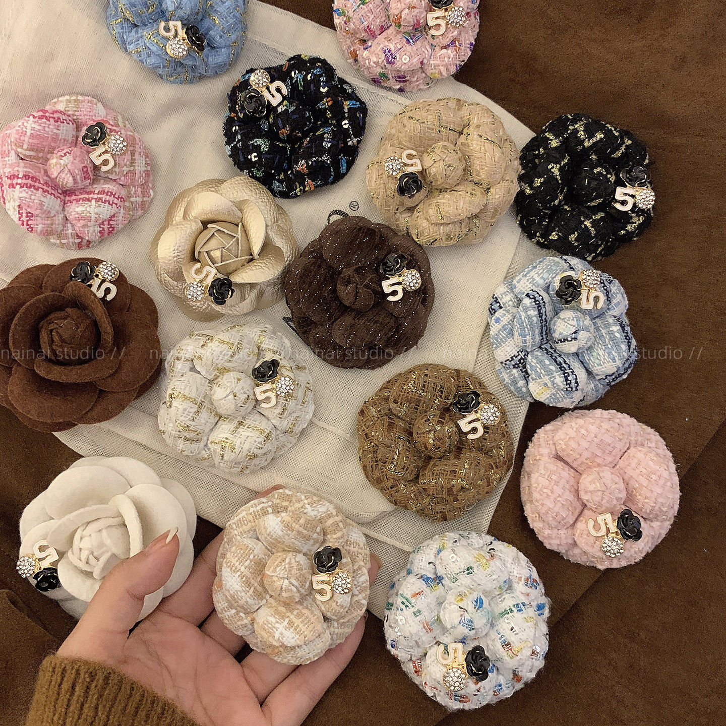 山茶花胸针~复古法式立体玫瑰花高级感气质胸花大衣外套别针配饰A