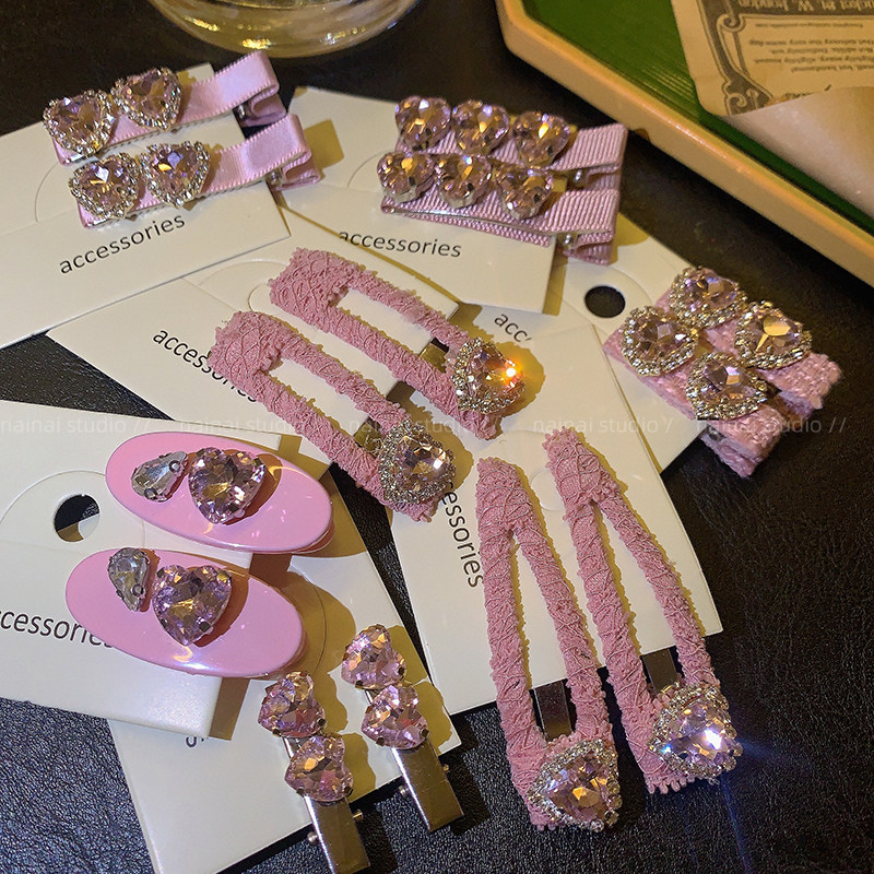 2只装！粉色爱心发夹系列~水钻高级感复古法式刘海夹侧边夹发饰女,饰品/流行首饰/时尚饰品新,发饰,淘宝优惠券,粉丝福利购,淘宝优惠卷