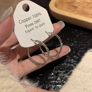 闪钻耳圈~冷淡风圈圈耳环小众设计高级感韩系ins风耳钉耳饰女秋A