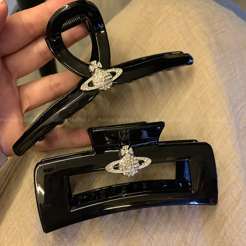 黑色土星抓夹~双面闪钻星球高级感后脑勺盘发鲨鱼夹复古法式发夹,饰品/流行首饰/时尚饰品新,发饰,淘宝优惠券,粉丝福利购,淘宝优惠卷