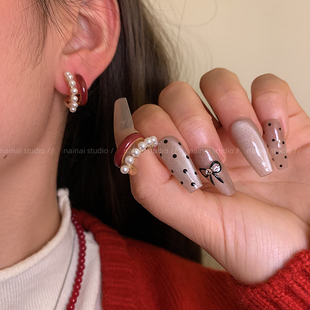 红色珍珠耳钉~新年氛围感ins风韩系高级小众设计耳环复古耳圈耳饰