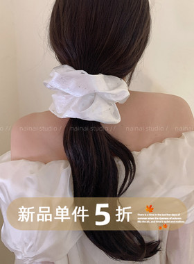 亮片星星大肠发圈~白月光泡泡纱高级感条纹法式发绳韩国ins风头绳
