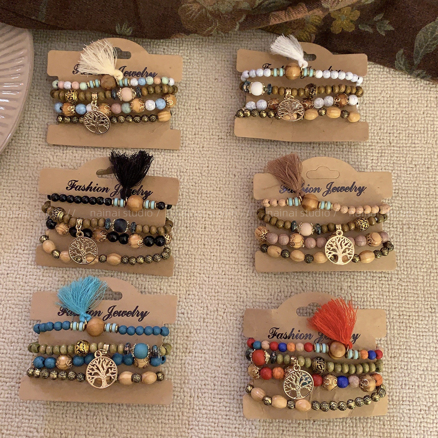 民族风手链~4条装！ins博主复古小米珠串珠手链多条叠戴组合手饰