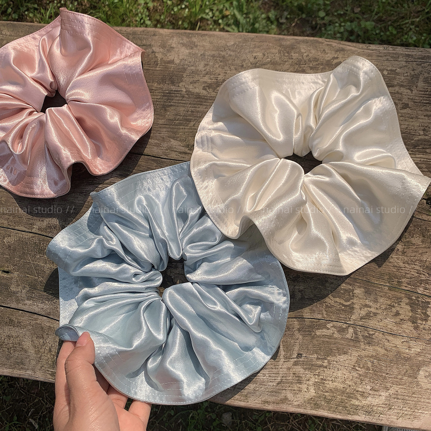 缎面大号大肠发圈~韩系ins风高级感扎马尾纯色气质发绳头绳发饰女