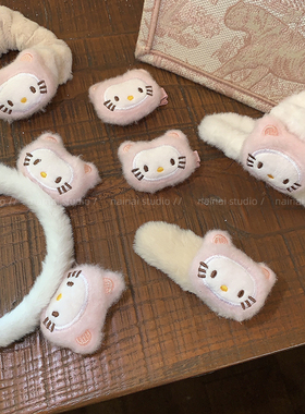 白色KT发夹系列~抓夹发箍发圈BB夹甜美可爱少女心猫咪鲨鱼夹发饰