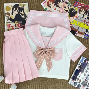 大婶家原创粉领白三本水手服百褶裙套装日系软妹JK制服学院风校服