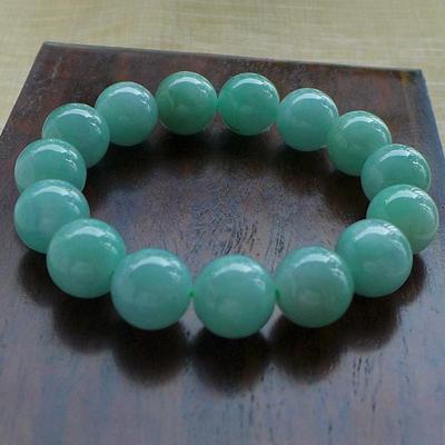 浅绿手串翡翠圆珠手链A货配证