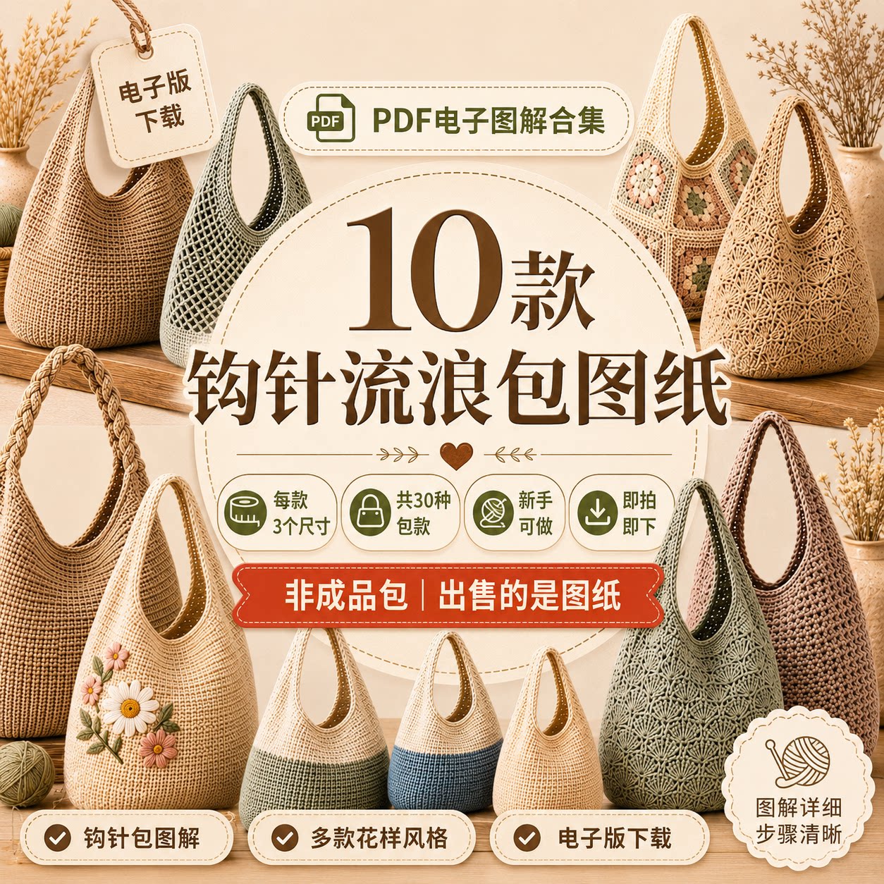 10款钩针流浪包图纸PDF电子设计素材/源文件