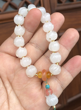 杭州香积热门手串白莲花琉璃暮山紫香芋紫胭脂粉琉璃手串手链