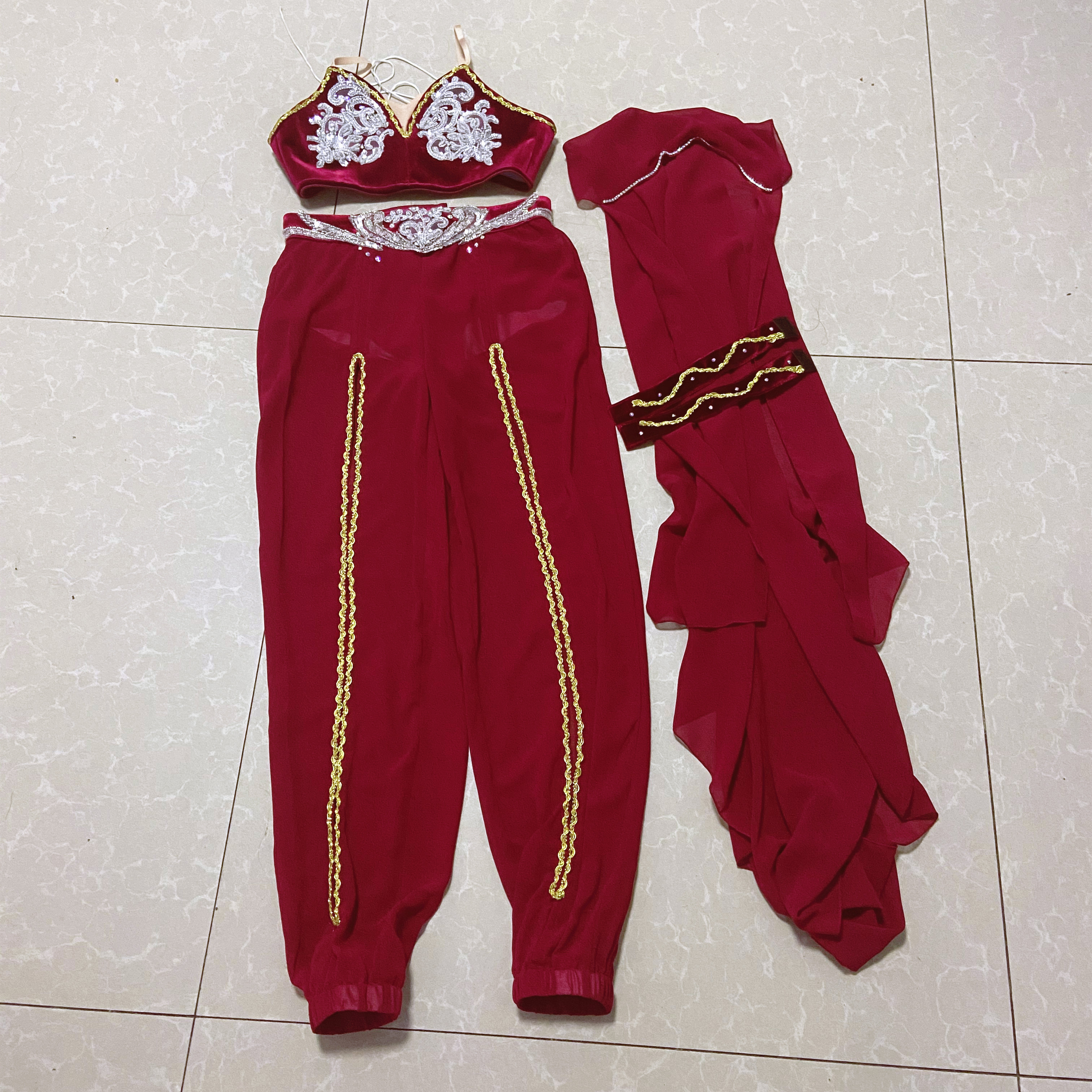 专业成人儿童芭蕾舞服红色唐吉坷德裤装2节式演出服比赛服定制
