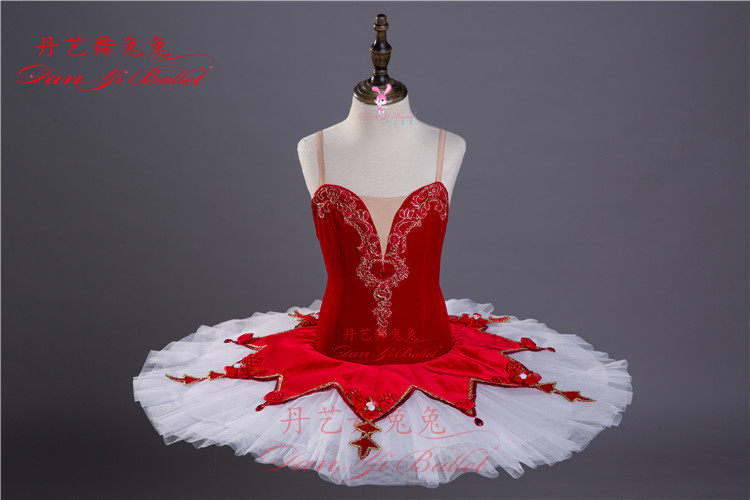 Danyiballet红色简易芭蕾舞演出服盘裙tutu裙成人儿童比赛服专业