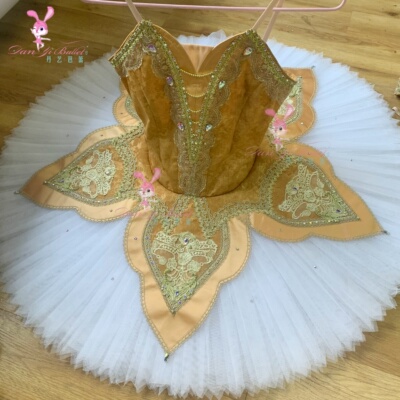 丹艺儿童女金色帕吉塔芭蕾舞服演出服专业定制TUTU裙盘裙比赛服