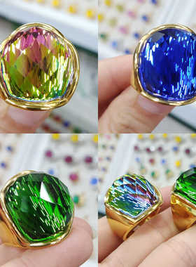 老板戒指仿宝石幻彩霸气男女情侣