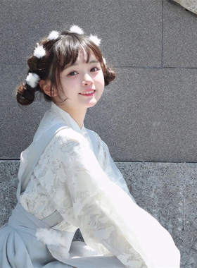 毛茸茸水貂毛球发夹白色超仙古风发卡小夹子秋冬雪地写真造型发饰