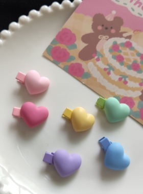 12个装磨砂小爱心小发夹甜美可爱迷你发卡女生发饰侧边夹刘海夹