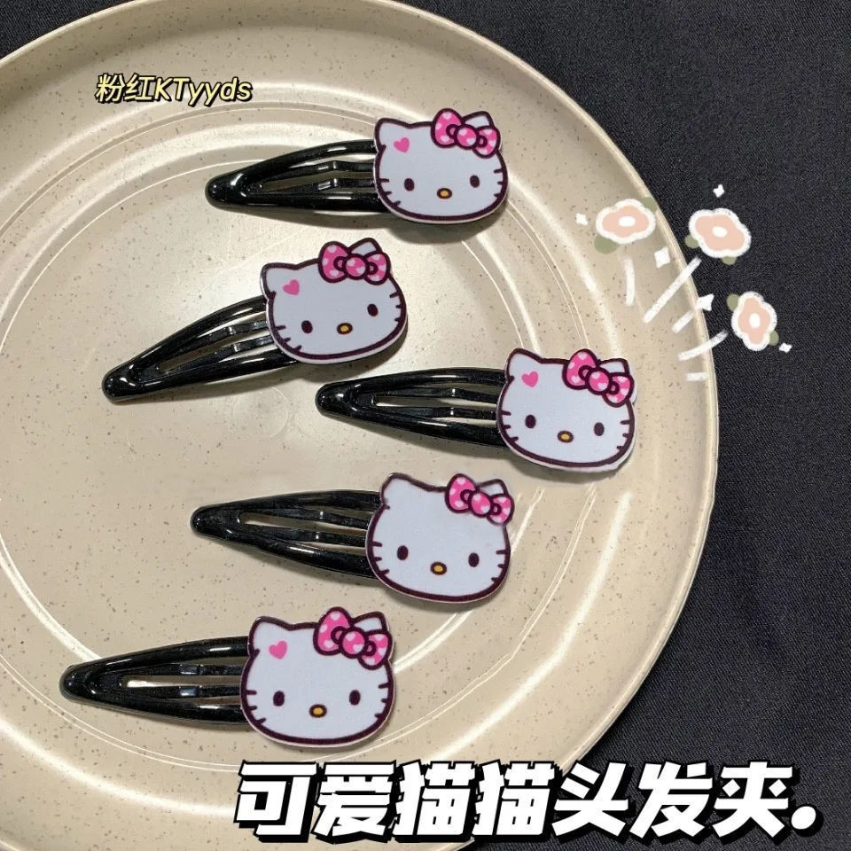 黑色凯蒂猫发夹复古黑边夹可爱卡通刘海夹日韩发卡软妹夹子头饰