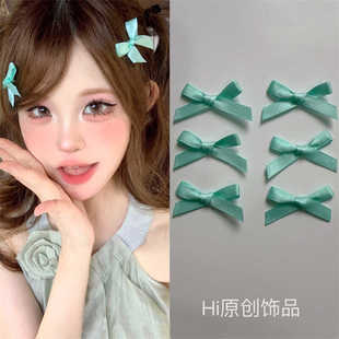 网红同款蝴蝶结发夹小号芭蕾风编发丝带发卡发饰两侧麻花夹子头饰