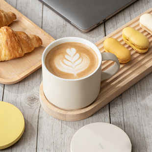 ASVEL陶瓷保温马克杯带盖高颜值办公室情侣高级感咖啡杯早餐杯