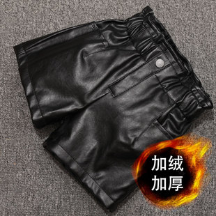 春秋冬女童皮短裤2024新款加厚儿童pu皮裤潮女宝宝阔腿短裤外穿皮