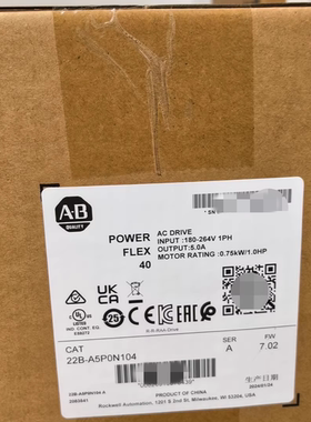 22B-A5P0N104 交流变频器，0.75 kW（1 HP）22BA5P0N104 全新