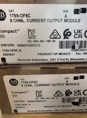 1769-OF8C CompactLogix 8通道模拟输出电流模块 17690F8C 全新