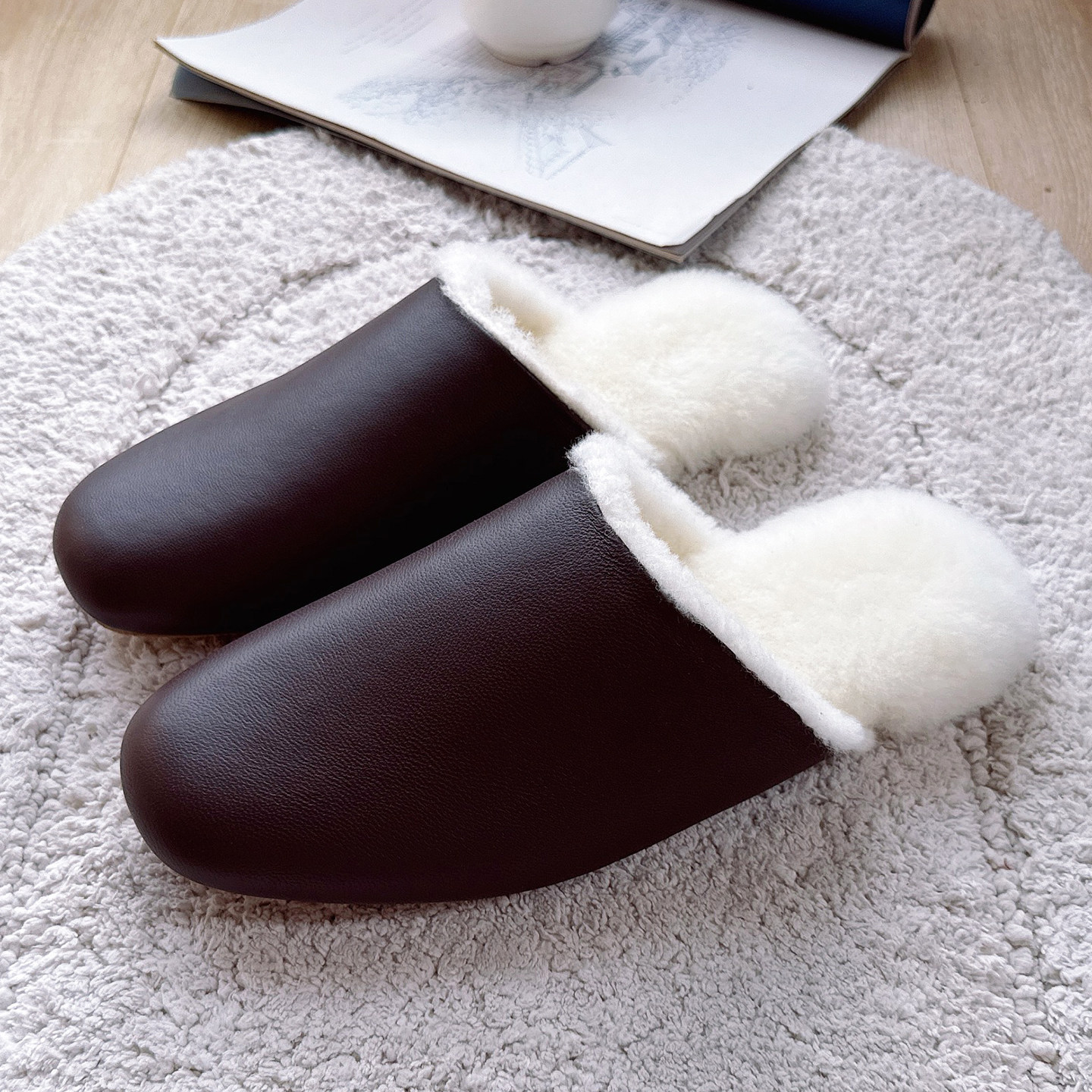 羊皮毛一体拖鞋真皮男女居家防滑不臭脚薄底软底家用纯羊毛毛拖