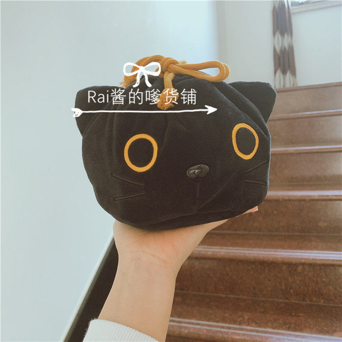 韩国星巴克周边万圣节猫咪绒包包收纳袋手拿包便当包 现货清