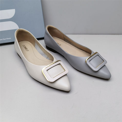 comely/康莉正品撤柜牛皮尖头时尚百搭软底软面休闲舒适平底女鞋