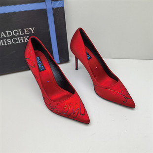 Badgley Mischka百吉利米西卡换季清仓水钻尖头高跟婚宴鞋女单鞋